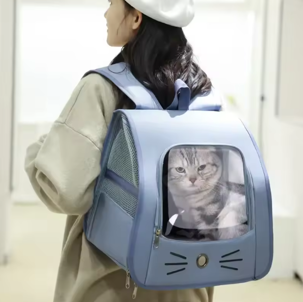 Pet Carrier Breathable Backpack Blue