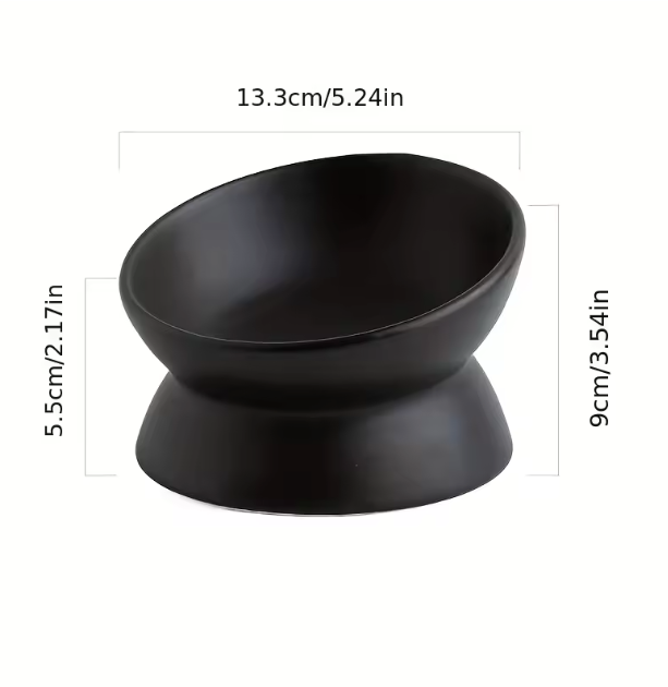 Ceramic Raised Pet Bowl Black