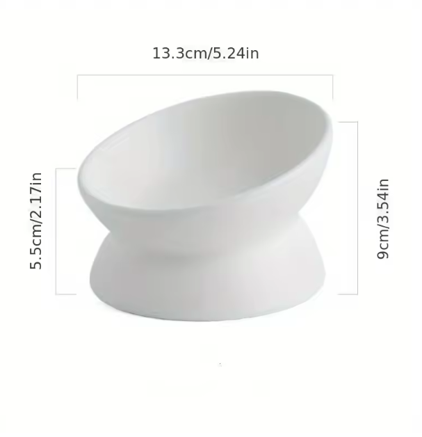 Ceramic Raised Pet Bowl White