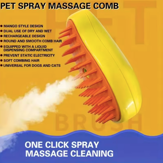 Steamy Pet Brush Electric Spray Yellow