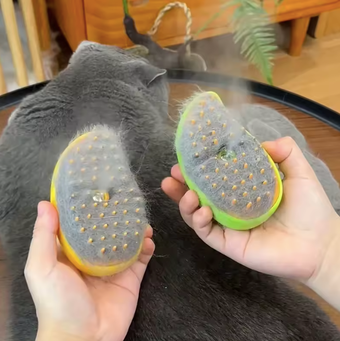 Steamy Pet Brush Electric Spray Yellow