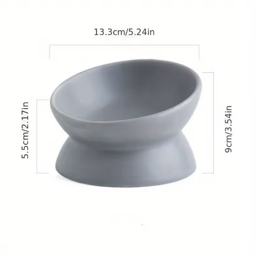 Ceramic Raised Pet Bowl Grey
