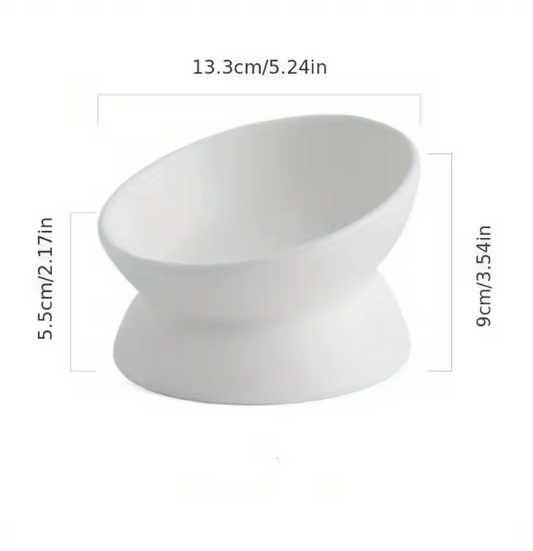 Ceramic Raised Pet Bowl White