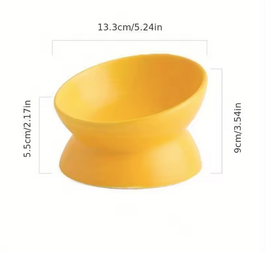 Ceramic Raised Pet Bowl Yellow