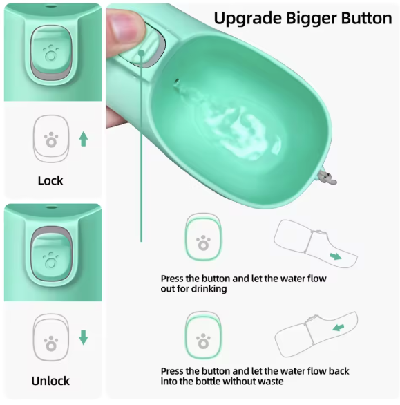 Portable Pet Water Bottle Light Green